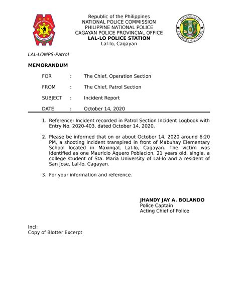 police report sample pdf philippines